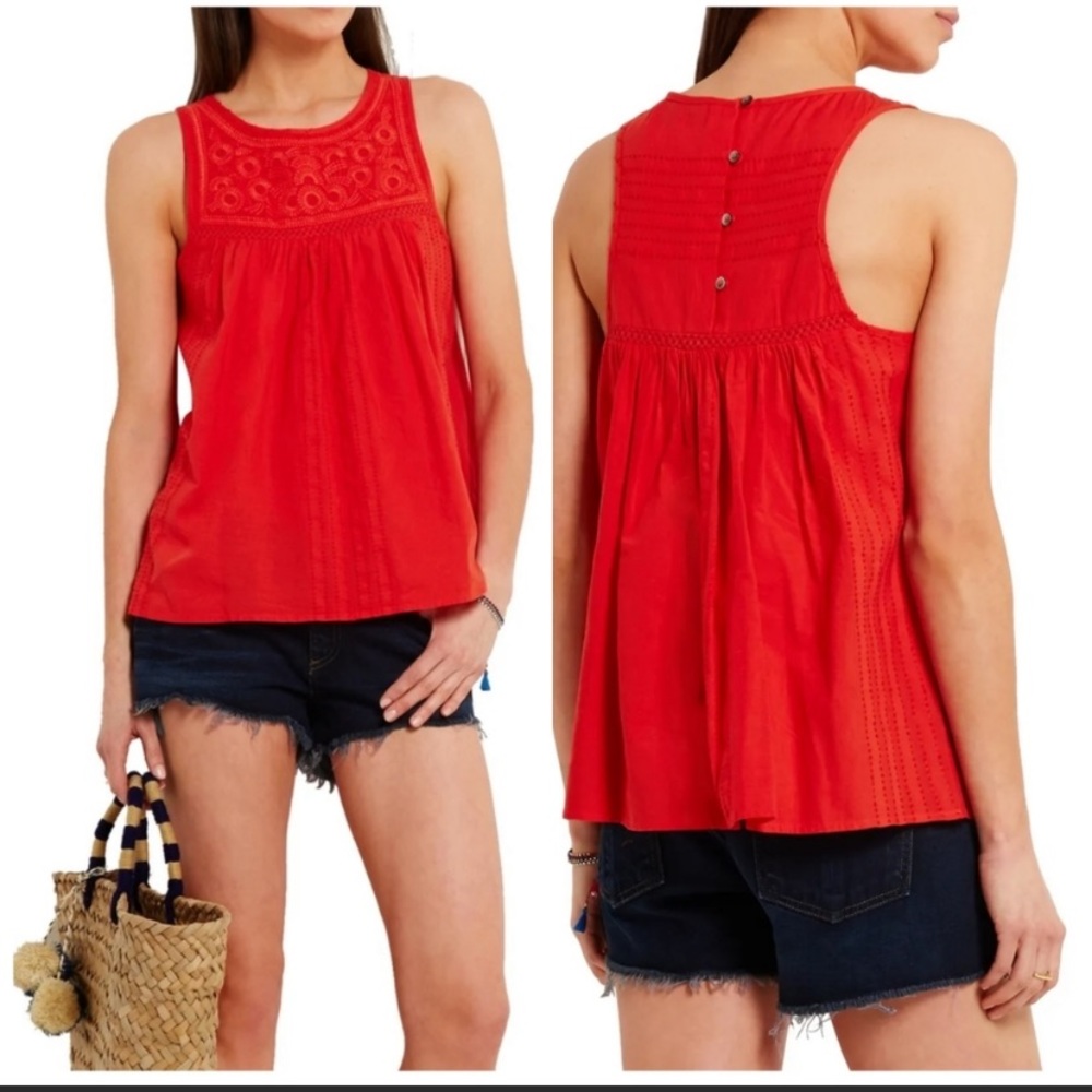 Madewell embroidered cotton blend boxy tank top